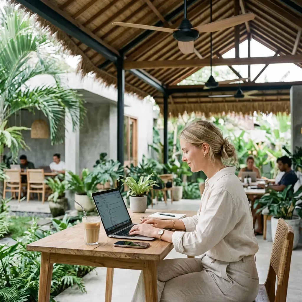 En modern och lugn arbetsmiljö för digitala nomader i Thailand.