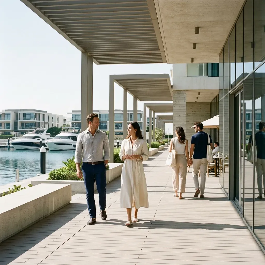 En elegant strandpromenad speglar den höga levnadsstandarden för expats i Dubai.