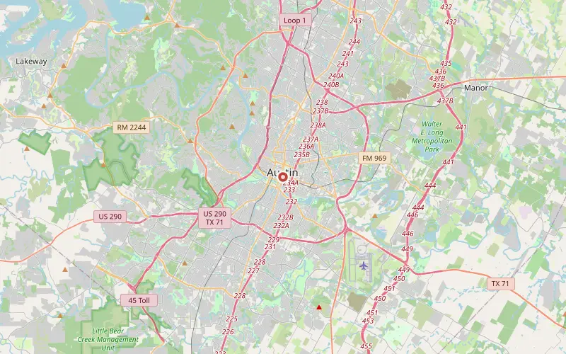 Karta som visar Austins läge