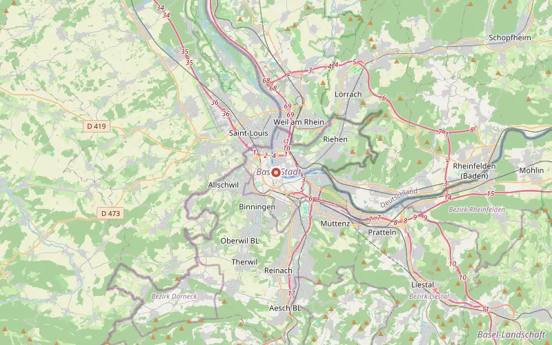 Karta som visar Basels läge
