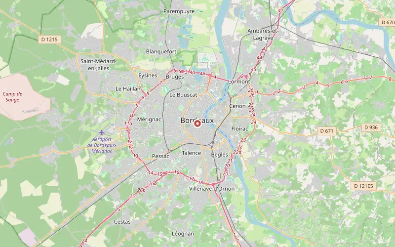 Karta som visar Bordeauxs läge