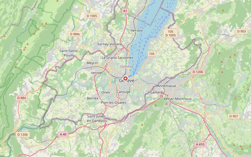 Karta som visar Genèves läge