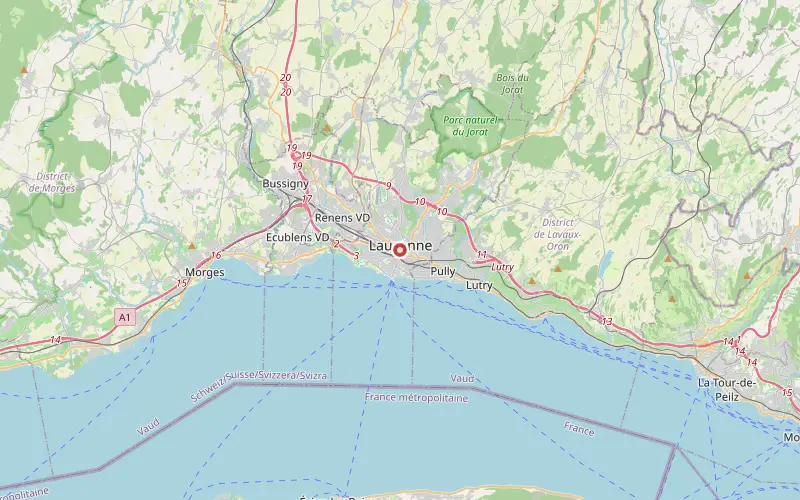 Karta som visar Lausannes läge
