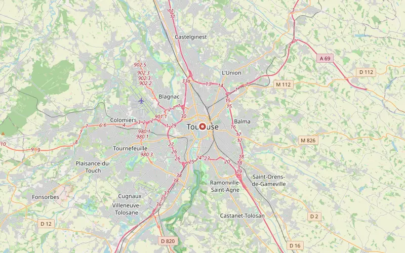 Karta som visar Toulouses läge