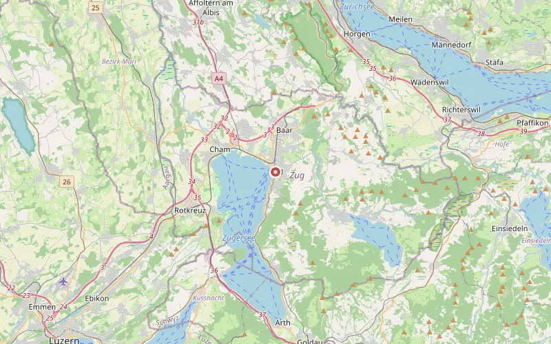 Karta som visar Zugs läge