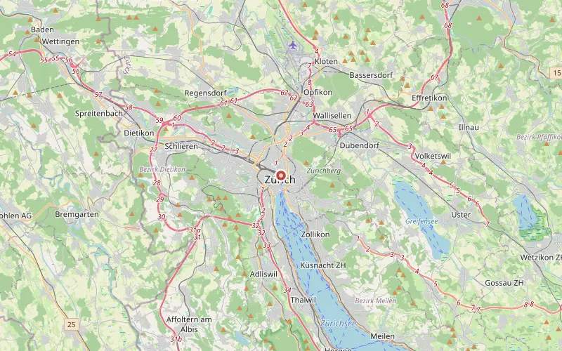 Karta som visar Zürichs läge